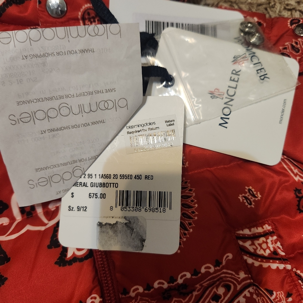 Moncler Unisex Meral Bandana Print Down Coat 9-12m $675 - Picture 5 of 8